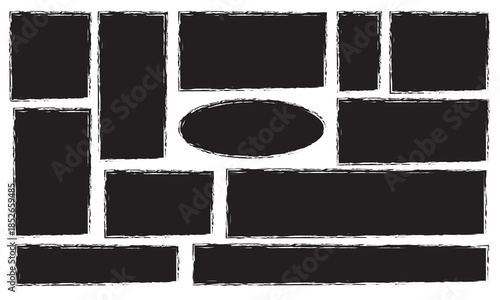 Grunge brush stroke. Brush stroke, ink paint brush, grunge box. Vintage grunge boxes for collage, text, banner, sticker design.