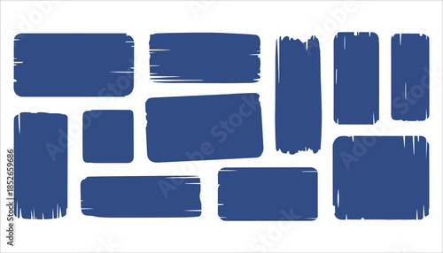 Blue brush stroke rectangles on white background brush strokes abstract