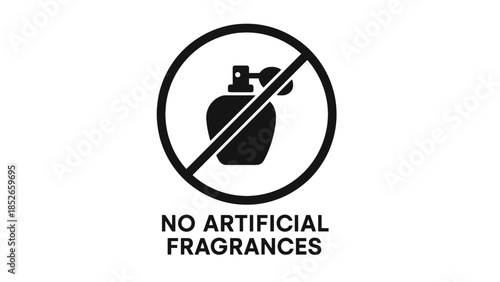No artificial fragrances sign, symbol, or icon, indicating fragrance-free products or areas