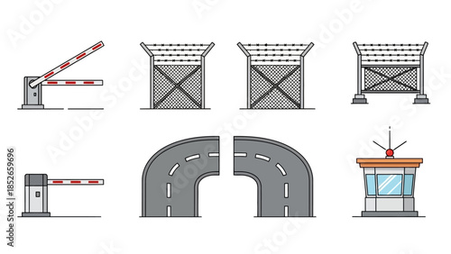 Security and Border Control Elements Illustration