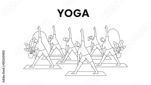 Group of people practicing yoga in a serene and peaceful environment together