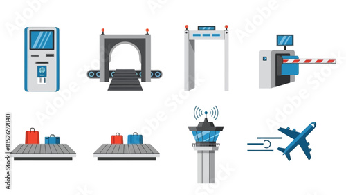Airport Security and Travel Icons Comprehensive Collection of Vector Graphics