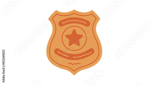 Police badge icon with star symbol on white background, law enforcement emblem graphic design