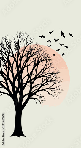 Minimalist Bare Tree With B...