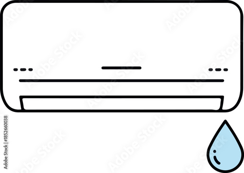 Minimalist Air Conditioner Icon Water Drop Isolated Object Flat Design