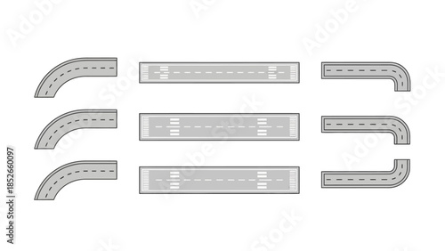 Minimalist Aerial Road Segments Illustration for Urban Planning and Design