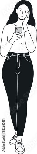 Minimalist Woman Holding Ph...