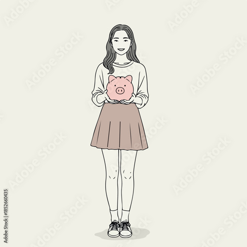 Minimalist Woman Holding Pi...