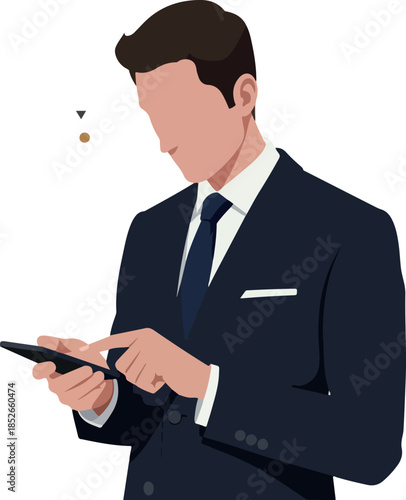Modern Man in Dark Suit Usi...