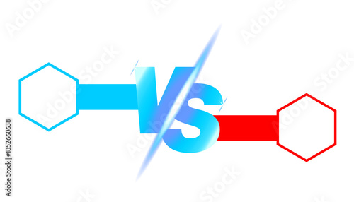 Foto Versus bold fighting, competition design blue and red neon design, v s, comparison vector illustration on transparent background
