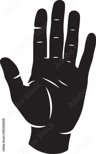 Open human hand with fingers spread out palm up silhouette gesture icon vector