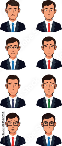Pixel Art Businessman Expre...