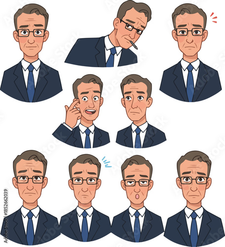 Pixel Art Businessman Emoti...