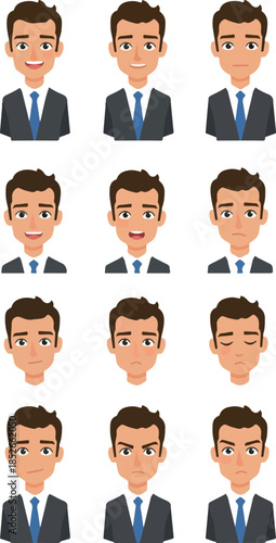 Pixel Art Businessman Faces...