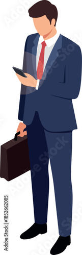 Pixel Art Businessman In Bl...