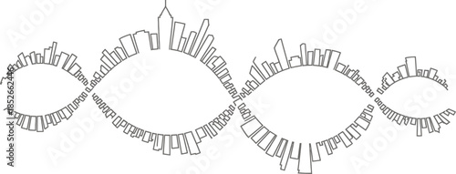 Abstract cityscape seamless border pattern of building architecture infrastructure