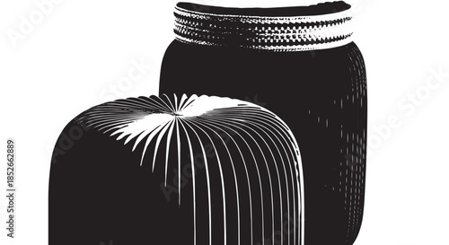 Black and White Metallic Objects with Radiating Lines