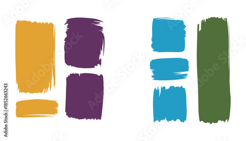 Colorful brush strokes in yellow purple blue and green