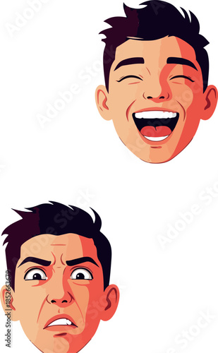 Pixel Art Man Faces Joyful ...