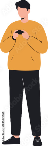 Pixel Art Man Playing Mobil...