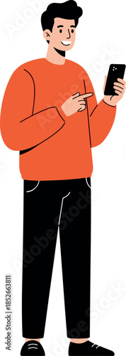Pixel Art Man Orange Sweate...