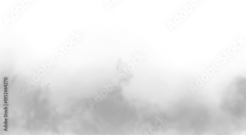 White smoke curls rising over a white background. Realistic fog, mist, and cloud textures in 3D rendering style. Cutout smoke and cloud PNG for digital projects. Vector illustration.