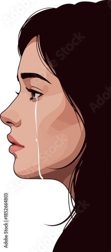 Pixel Art Woman Crying Tear...