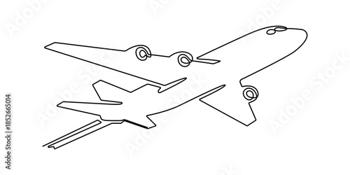 Airplane icon continuous one line drawing of outline vector illustration, One continuous line drawing of Airplane path. Business Concept of world travel and international flight. one line Icon drawing
