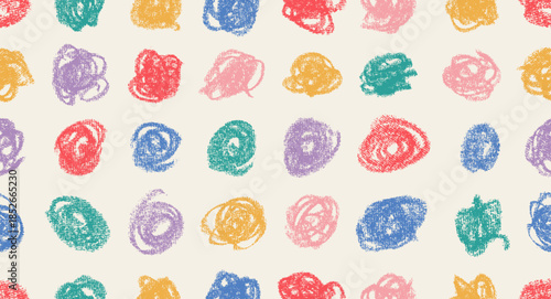Seamless pattern colored messy chaotic scribble lines. Charcoal or pencil sketches decorative, brush freehand doodle scribbles on a white background art canvas. Vector seamless scribble circles.
