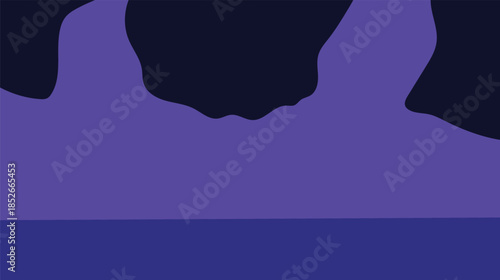 Vector illustration of a silhouette of a man woman and girl standing on a blank paper map with a torn border outline of a country symbol