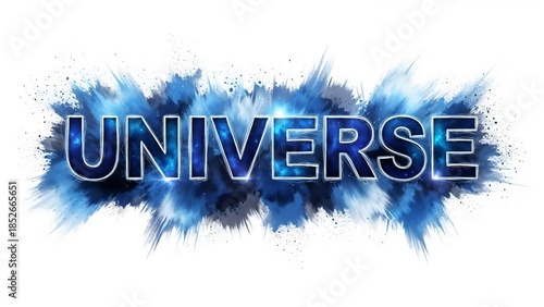 Abstract universe design with blue colors and cosmic effects. Cosmic-themed abstract art in shades of blue, showcasing swirling galaxies and shimmering star effects. 
  