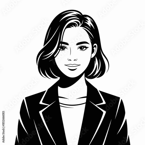 Professional Woman With Short Hair in Blazer Illustration of a Confident Female Professional