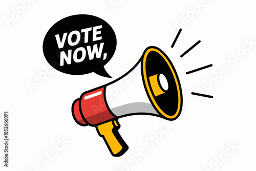Vote Now Election Megaphone With Political Speech Illustration Campaign Symbol Message