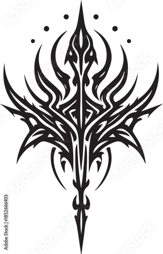 Sigilism tattoo design of a gothic abstract sigil symbolizing dark spiritual power.