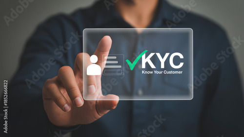 Know your customer concept with green checkmark and person icon