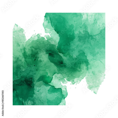 green watercolor background, artistically hand drawn. isolated on white background.