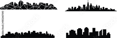 Silhouettes of various urban city skylines collection vector illustration
