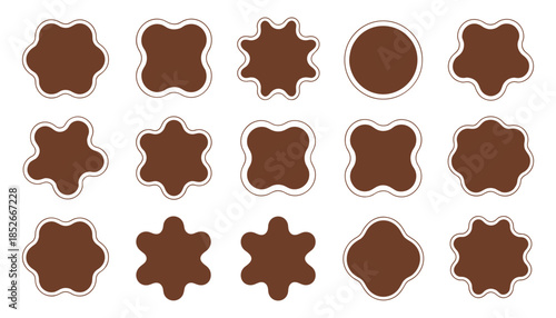 Brown shapes with white borders on white background cookies