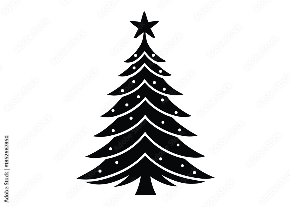 Obraz premium elegant-line-drawn-christmas-tree--simple-festive-.eps