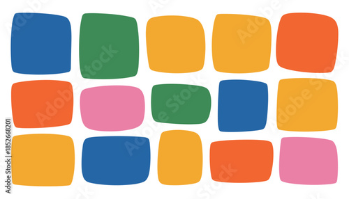 Colorful rounded rectangles on white background shapes blue