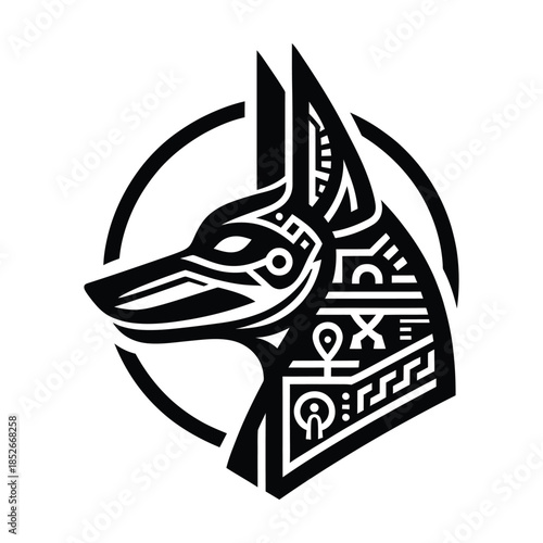 Stylized Anubis Head Logo - Ancient Egyptian Vector Illustration