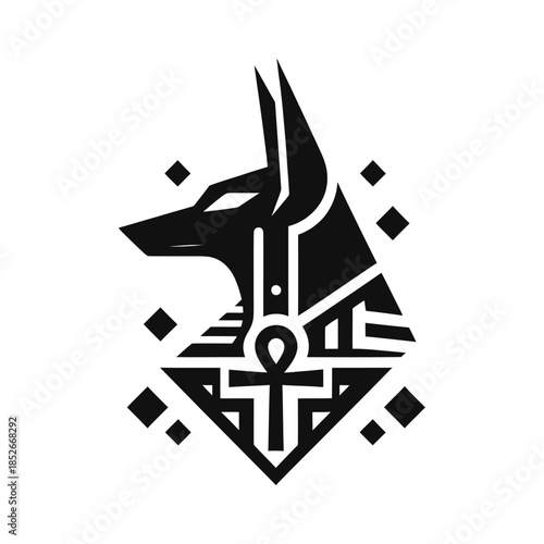 Stylized Anubis Head Logo - Ancient Egyptian Vector Illustration