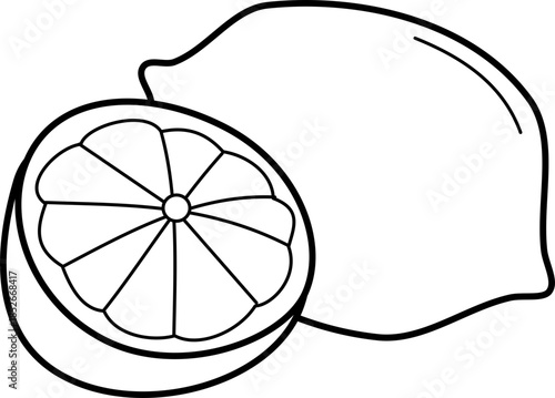 outline illustration of lemon for coloring page