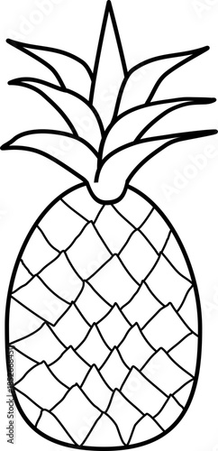 outline illustration of pineapple for coloring page
