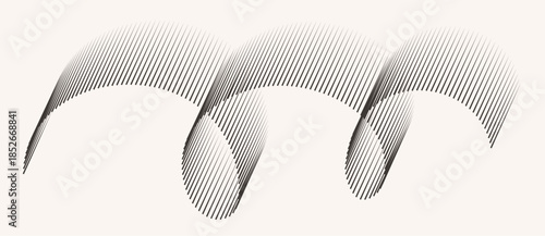 Abstract overlapping waves formed by black lines on white background. Dynamic visual illusion ideal for modern design, minimalism, and conceptual art.