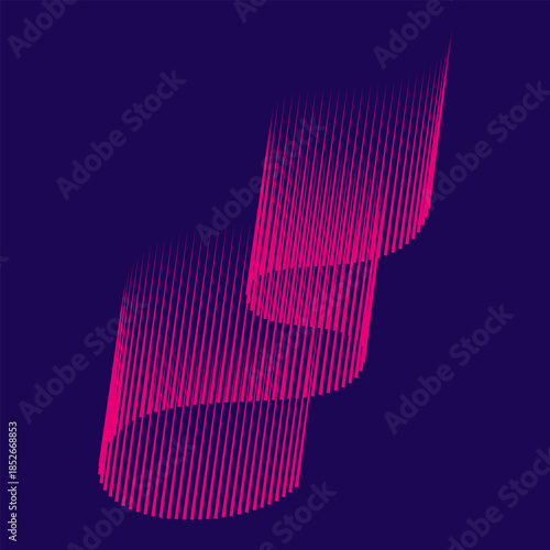 Abstract magenta vertical lines form a wave-like ribbon on a dark purple background, evoking depth, motion, and aurora borealis vibes. Ideal for tech, digital art, and atmospheric design.