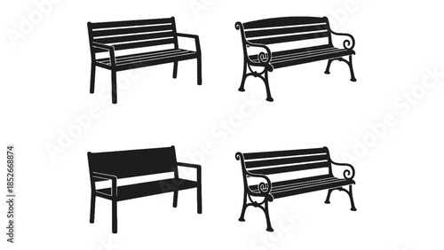 Collection of diverse park benches offering a place for rest and contemplation outdoors