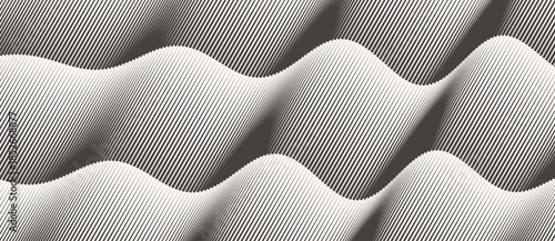 Abstract black and white wave pattern with diagonal lines forming rhythmic optical illusion. Perfect for modern design, minimal art, and visual perception themes.