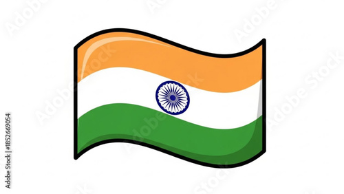 Waving Indian flag illustration national symbol of India with Ashoka Chakra isolated on white background for design