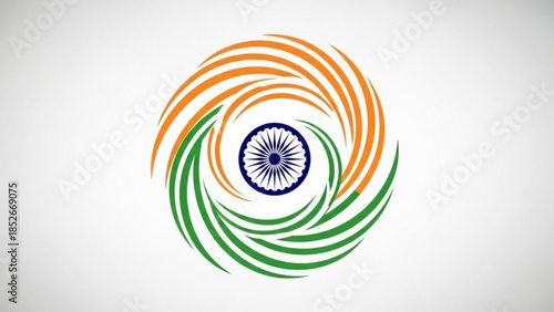 Indian flag chakra swirl abstract patriotic symbol for national holidays and events clean vector illustration on white